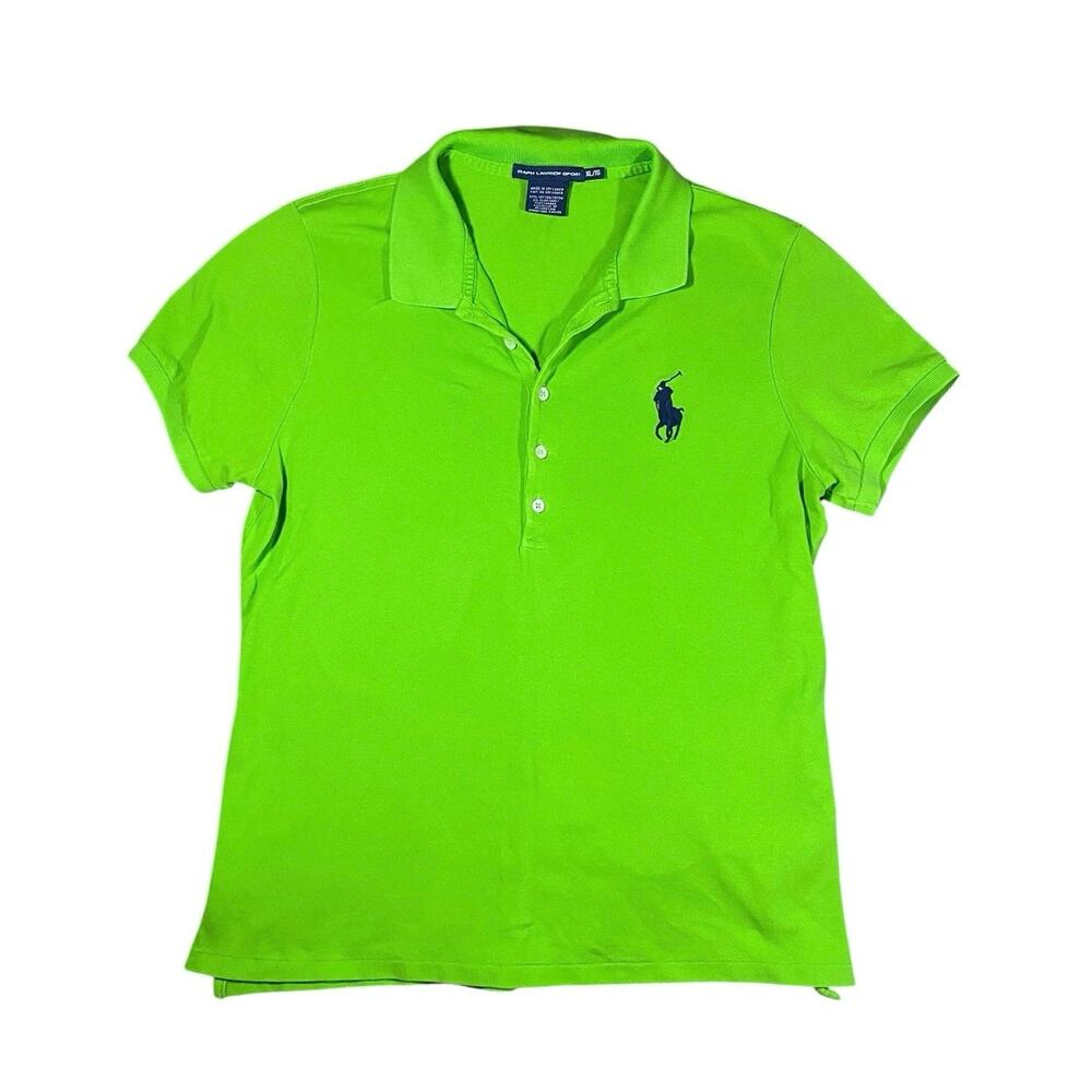 Y2K Ralph Lauren Sport Lime Green Piny Polo - XL